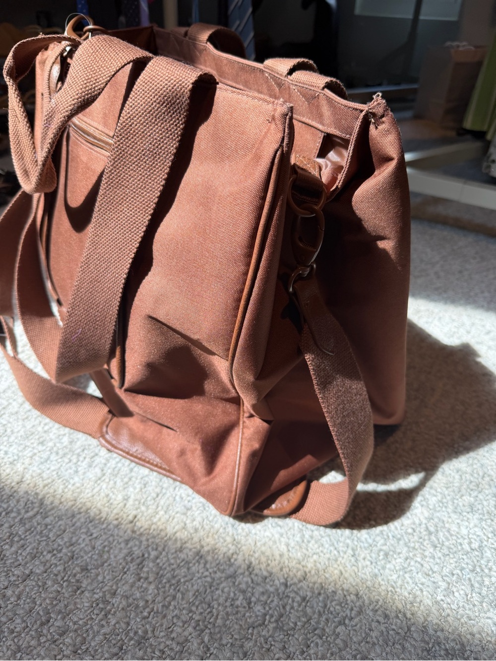 BEIS Brown Laptop Tote Bag with Front Zip Pocket - Maple - Picture 4 of 5